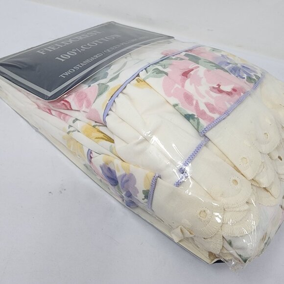 Fieldcrest 100% Cotton Pillowcases Std/Queen Floral Print 180 Thread Count - Picture 5 of 5